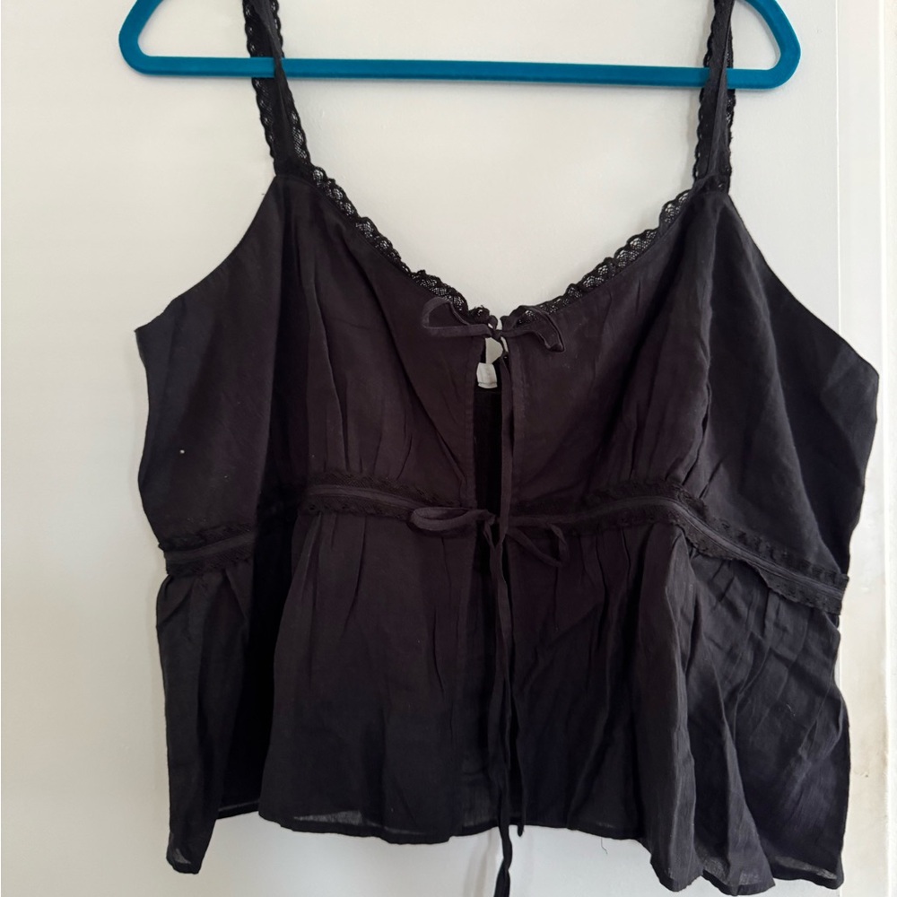 NWT American Eagle Black Lace Trimmed Women's Top